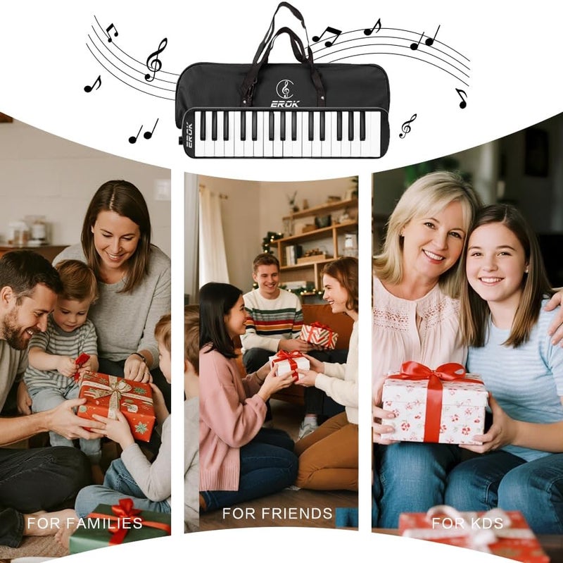 EROK 32 Keys Melodica Keyboard Instrument - Portable with Carrying Bag, Ideal for Beginners & Adults Gift (Black) - Image 5